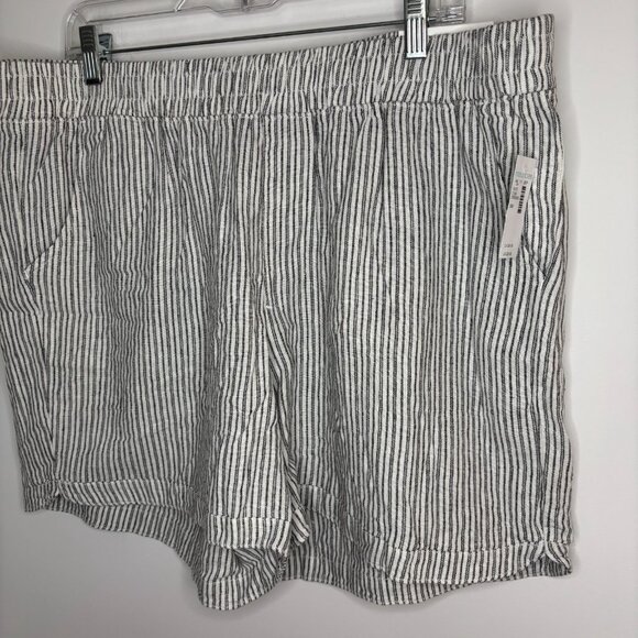 MAURICE'S NEW 5" Inseam Linen Blend Pull On Shorts Womens 18W Black White Stripe - Picture 4 of 7